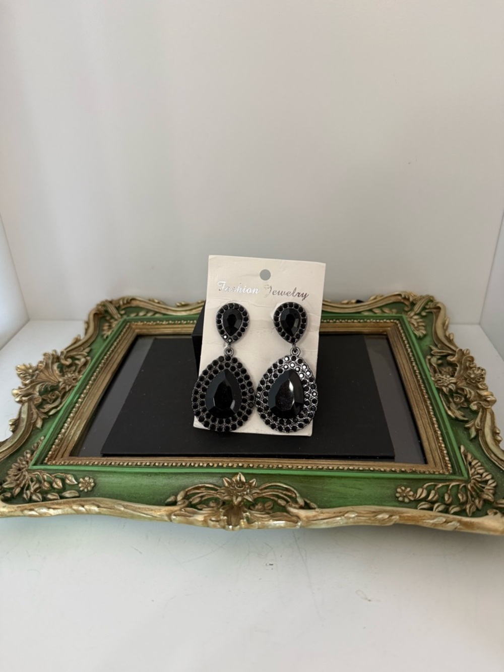 Black Teardrop Statement Earrings